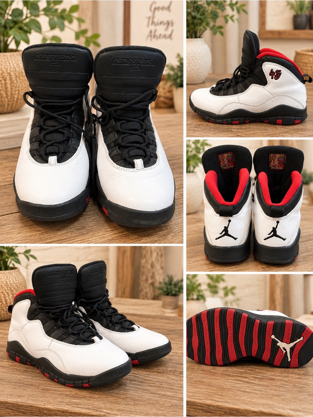 Nike Air Jordan Retro 10 Basketball Shoes White/Black/Red Size 6Y